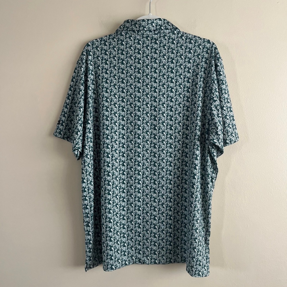 Bad Birdie Core Performance Golf Polo Green White Floral Print Stretch Mens XL - Picture 5 of 7
